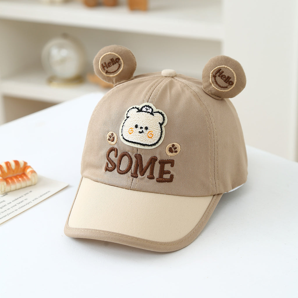 Été mignon petit ours brodé cap de baseball en lettres - un dessin animé