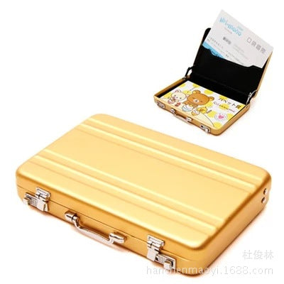Mot de passe créatif safe forme aluminium carte de visite porte mini valise carte de visite hol