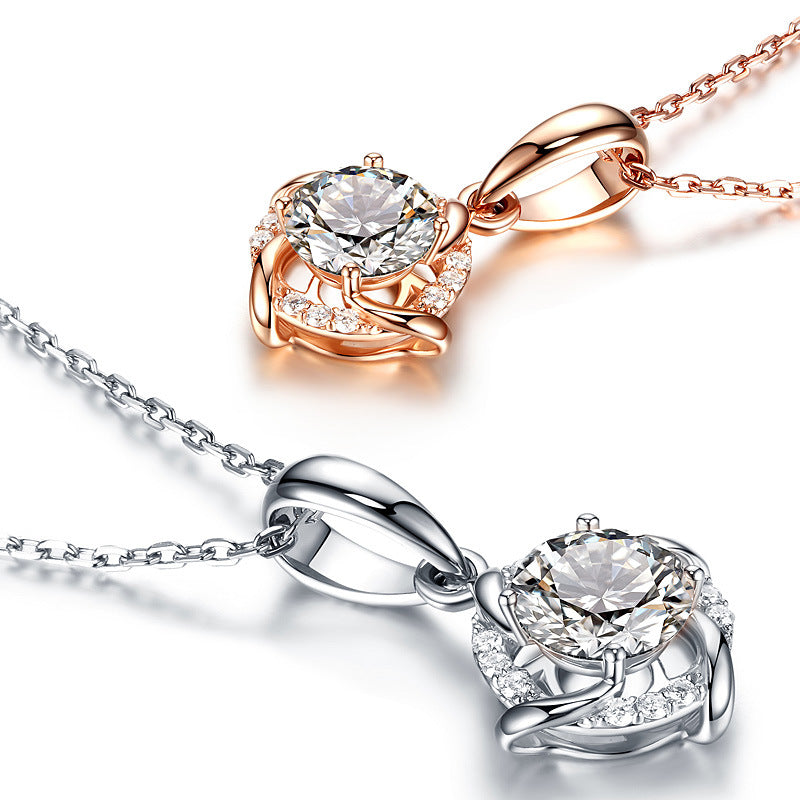 S925 Collier en argent sterling 1ct D-VVS1 Moissanite