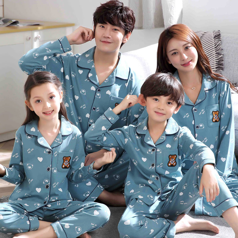 Coton Parent-enfant Pyjama Printemps et Automne Longue Manche Style mince