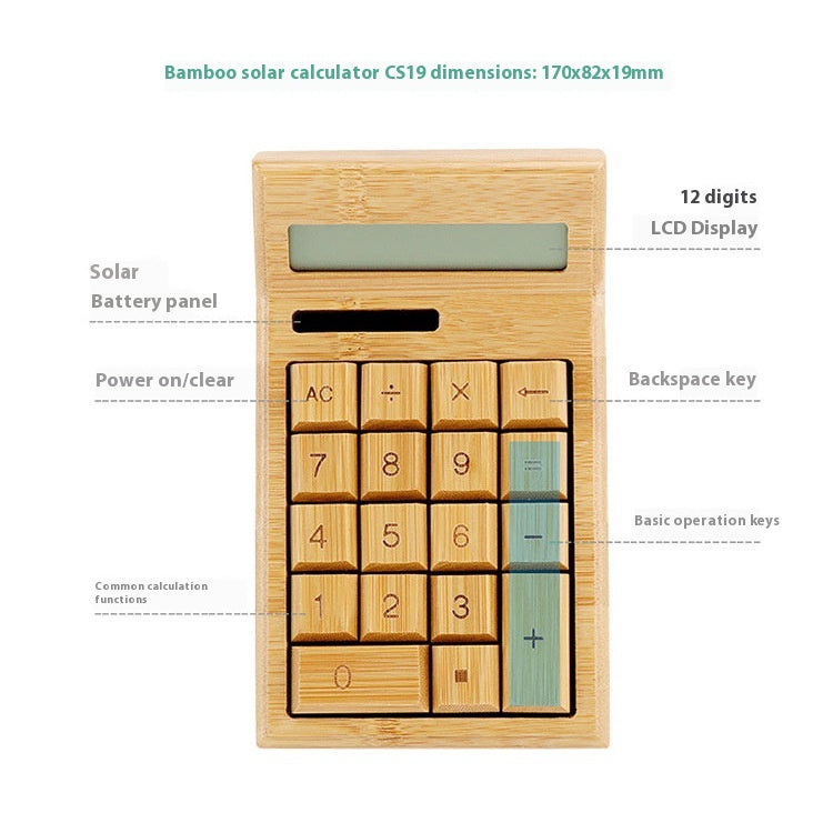 Calculatrice solaire de bambou Bureau Protection de l'environnement