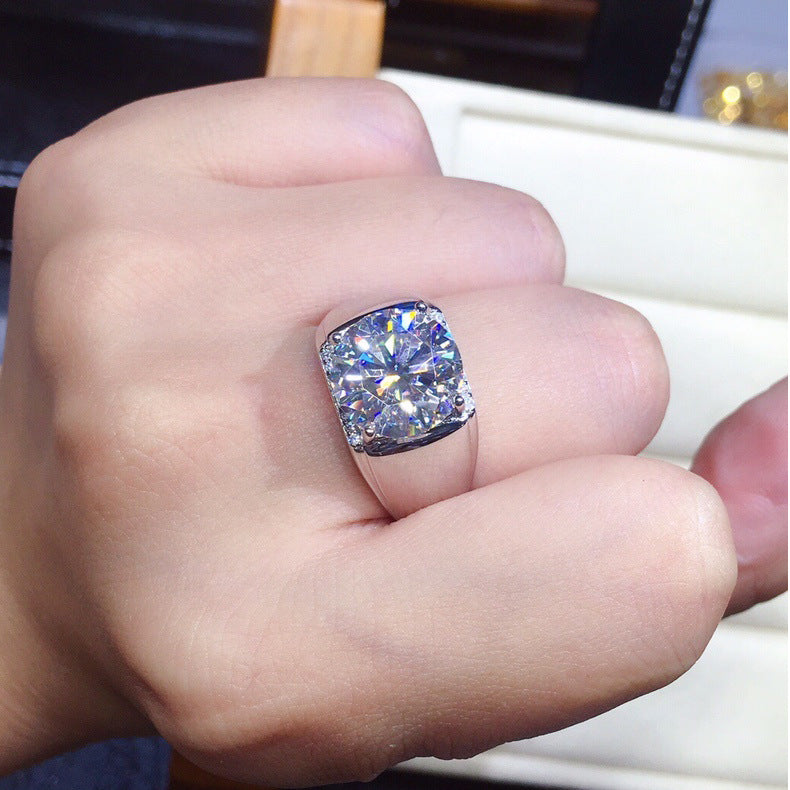Hommes 5 Karat Huit coeurs et huit flèches plaqué PT950 Simulation Moissanite Anneau ouvert