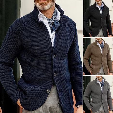 Veste de sweater en lapelle tricotée pour homme d'automne et d'hiver d'Amazon