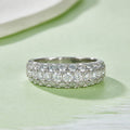 S925 Anneau de Moissanite en Argent Sterling 3-Row Pave