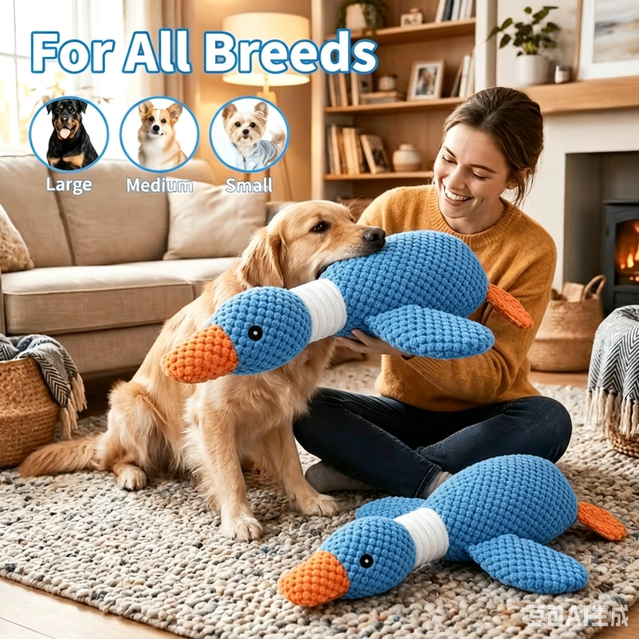 Jouets de chien de canard pour les brochettes agressives - Fun Crinkle Squeaky Plush Jouets de chien de chien le meilleur canard P