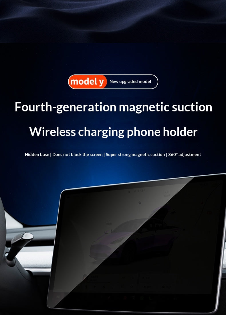 Support de téléphone central avec charge rapide sans fil magnétique et stable