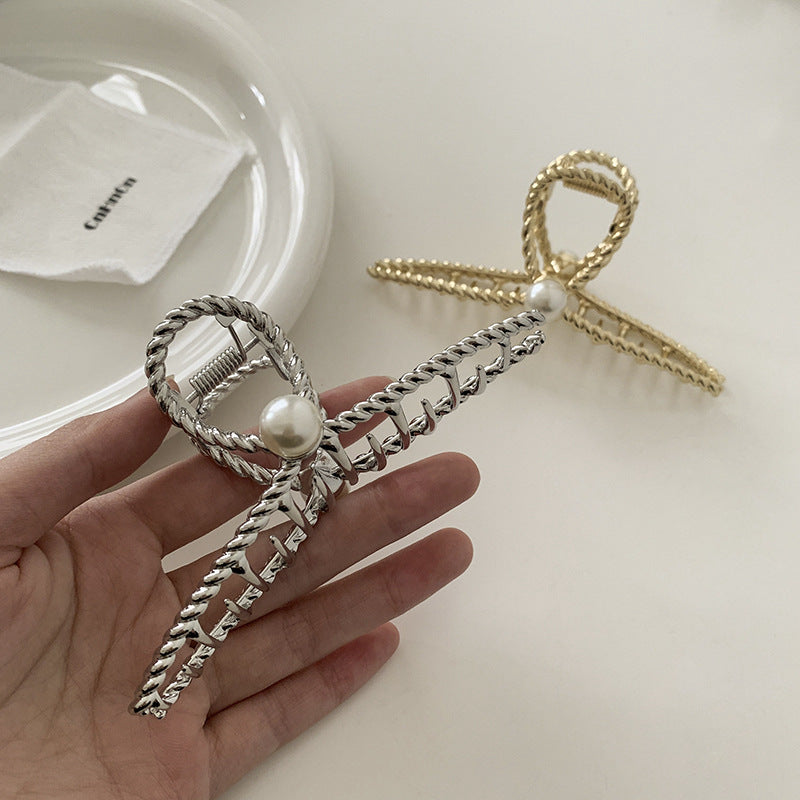 Metal Twist Cross Pearl Mode épingle à cheveux