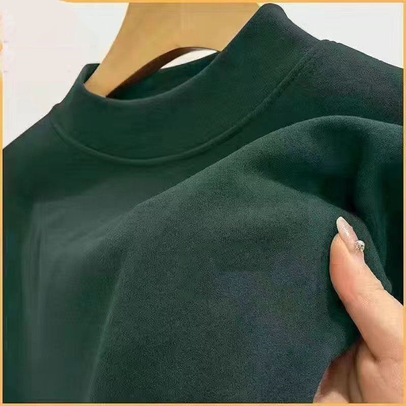 Sous-vêtements pour homme Demi-col tortue couleur unie T-shirt manches longues Vêtements d'automne