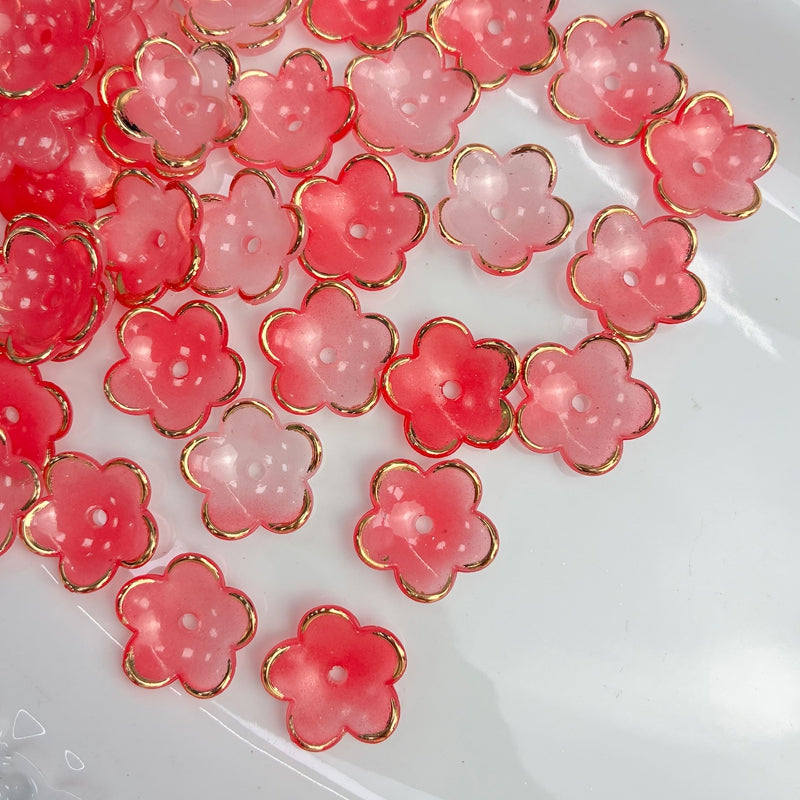 Perles de fleurs acryliques dorées à deux tons