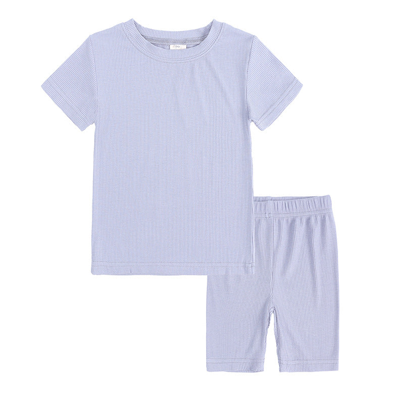 Solid Color Short Sleeve T-Shirt Two-Piece Set