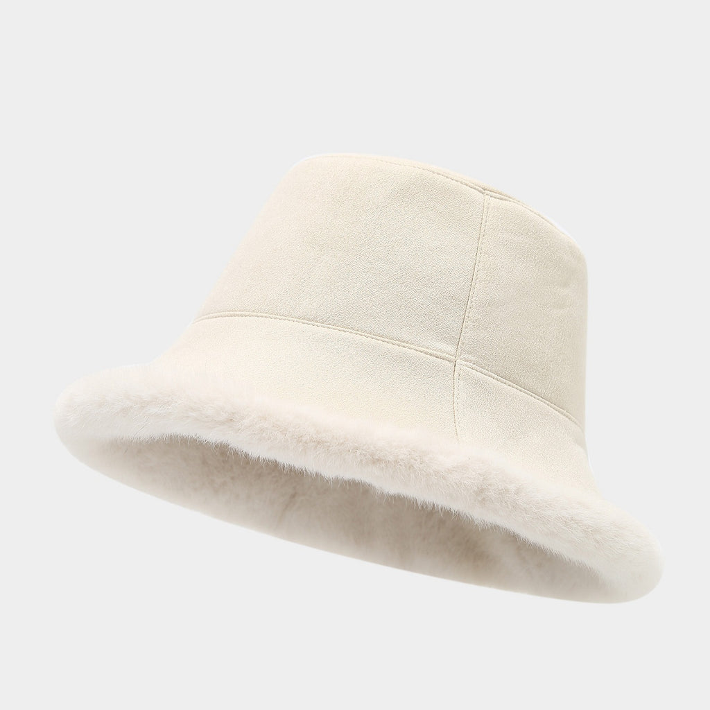 Chapeau de seau double-sidé Chapeau de pêcheur chaud en peluche épais pour femmes