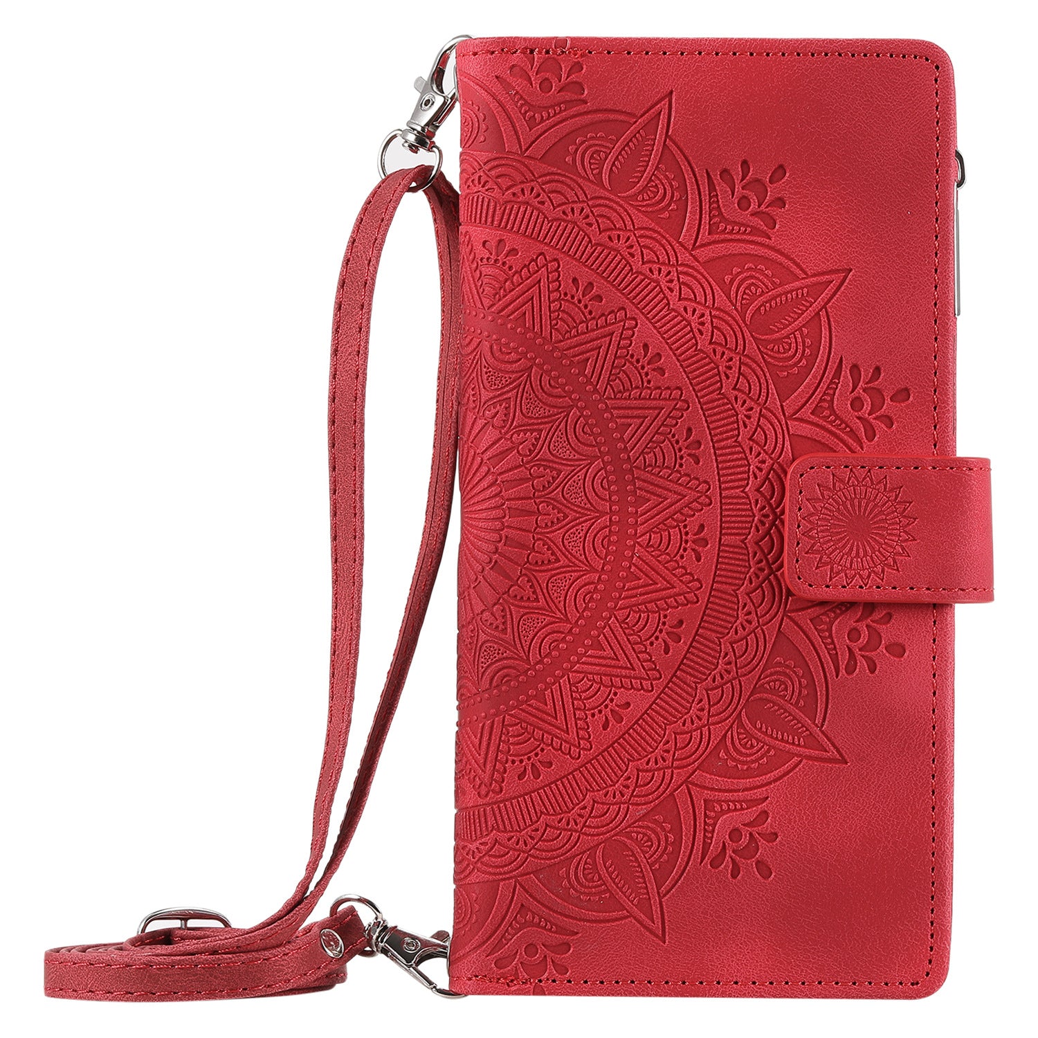 Multi-carte Embossed Totem carte en cuir zipper sac de téléphone