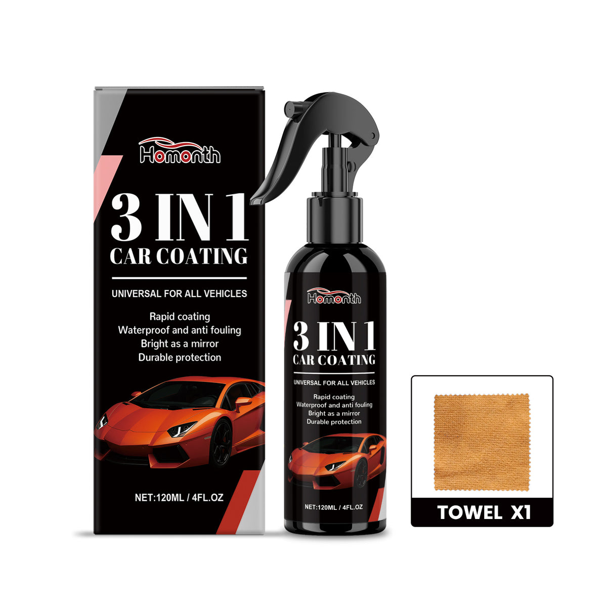 3-en-1 Nettoyage par pulvérisation de revêtement de voiture avec cire