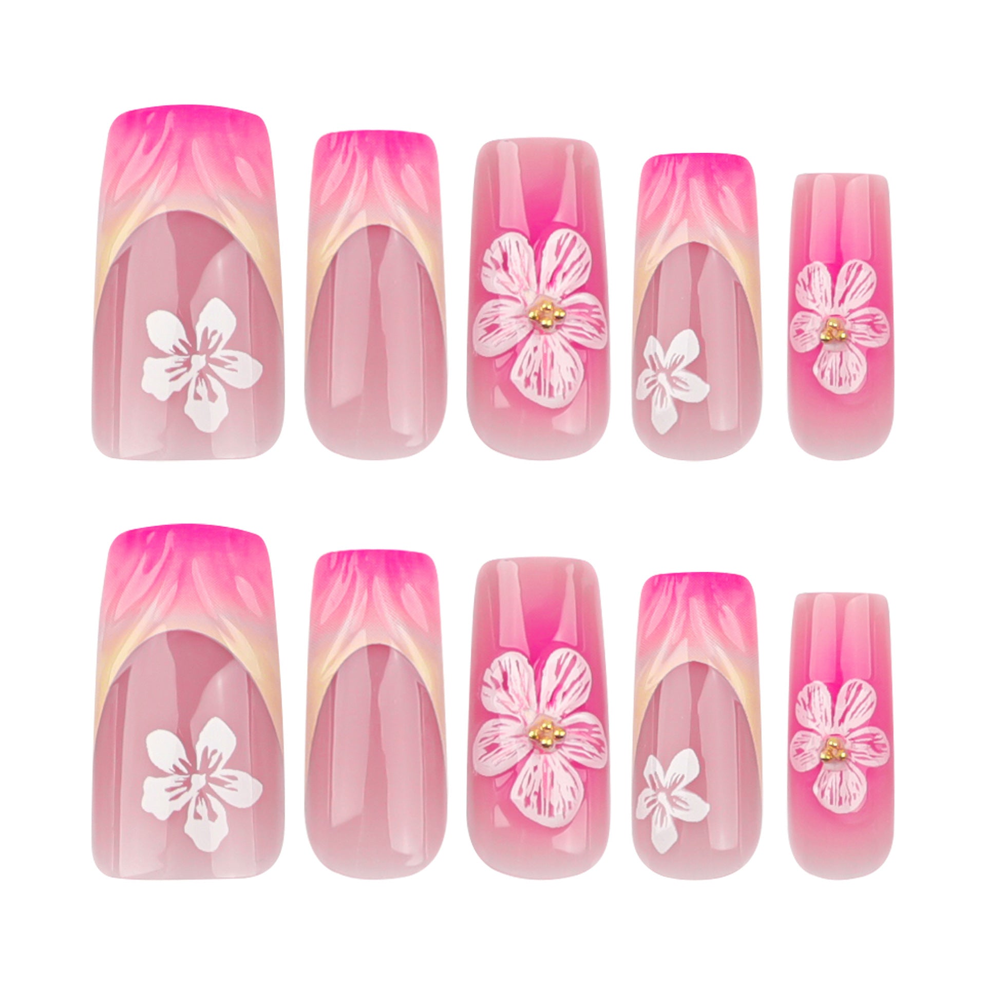 Court Ombre Square Nail sur les ongles de presse