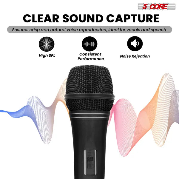 5 CORE Professional Microphone Vocal Dynamique Neodymium Cardioïde Unidirectionnel Handheld Mi