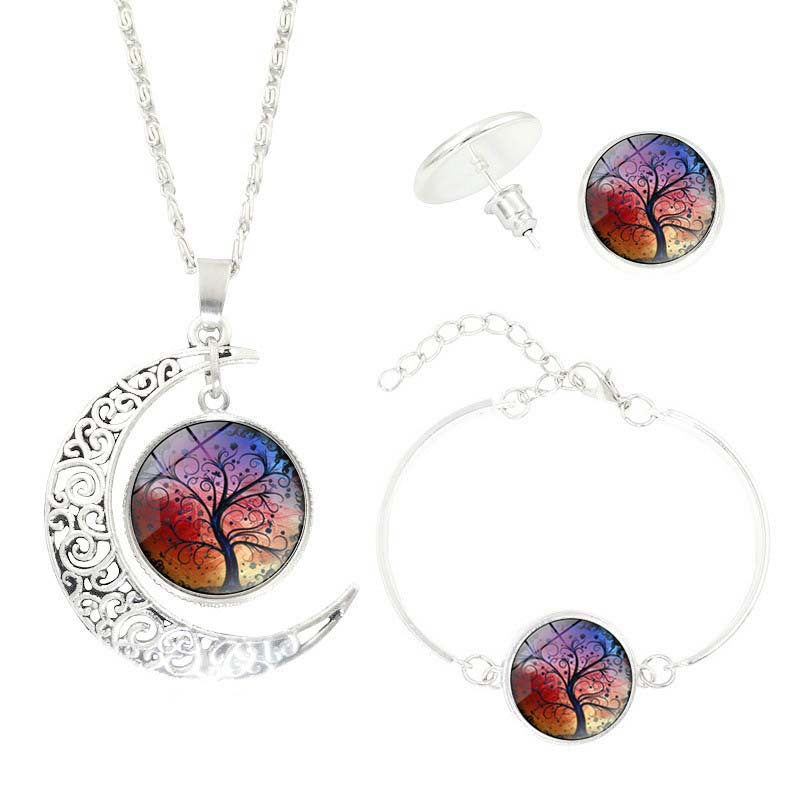 Boucles d'oreilles en pierre gemme de l'arbre de vie
