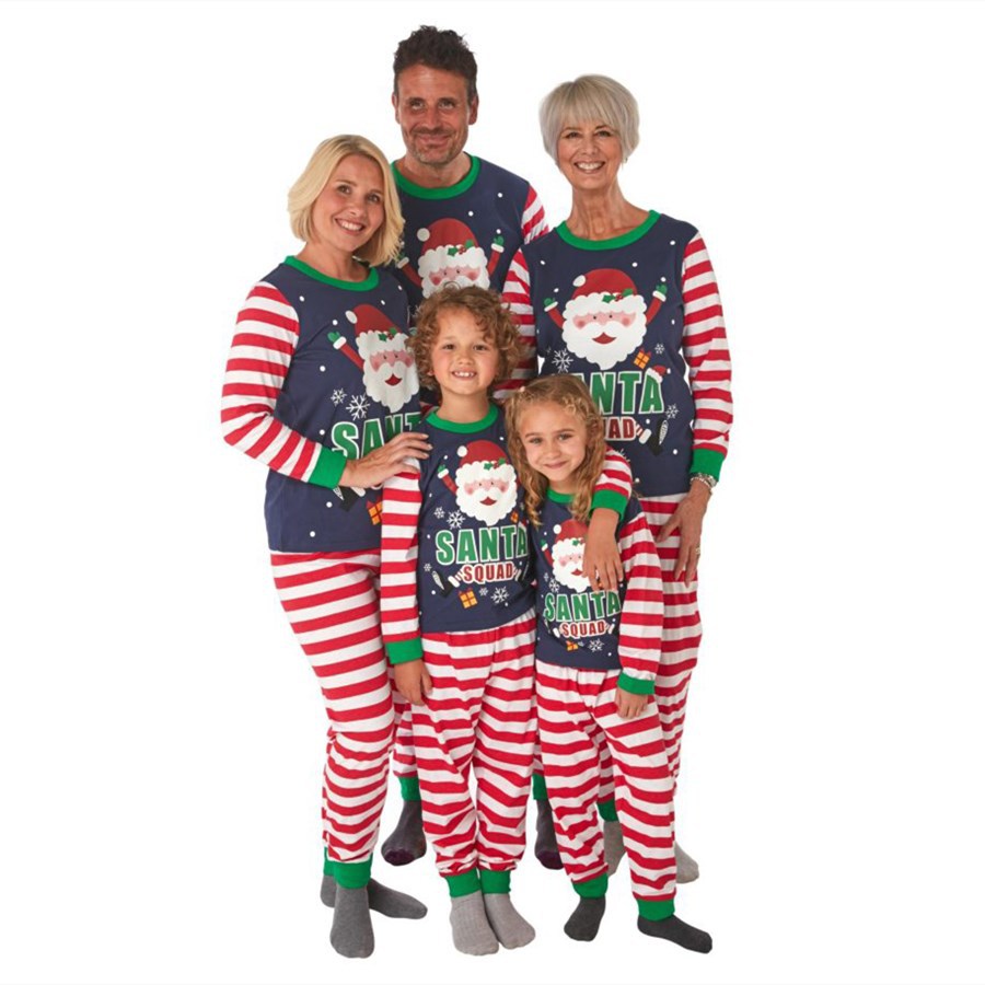 Santa Imprimé Maison Porter Pyjama Parent-enfant Porter