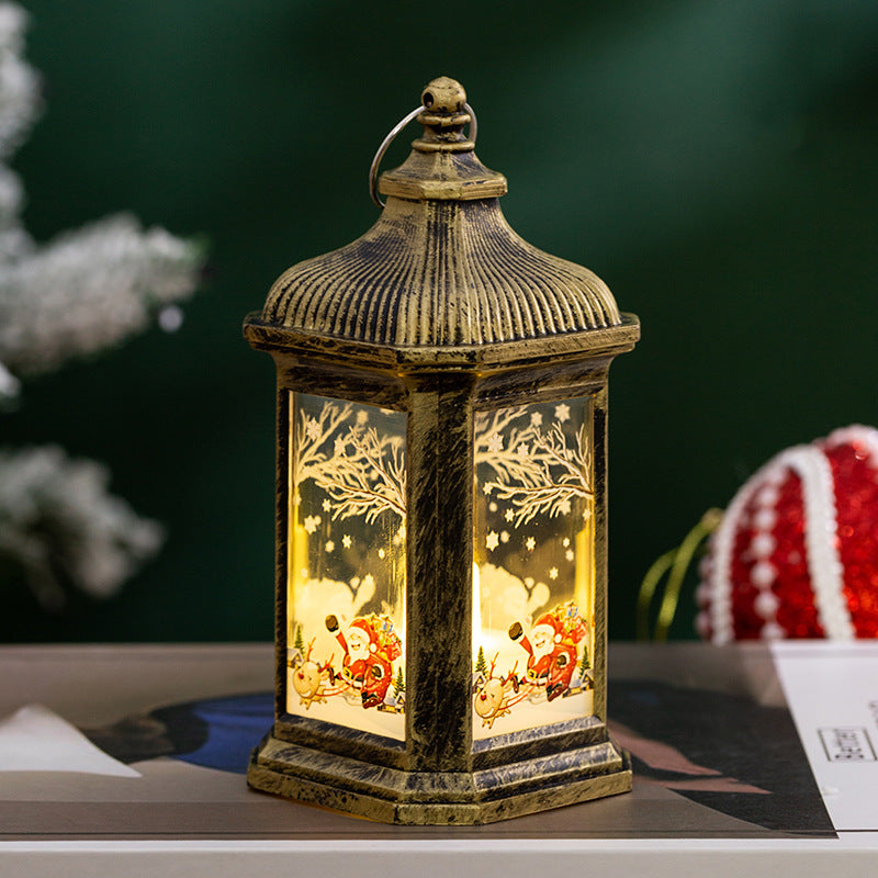 Décorations de Noël Props Bougie Led Lampe à Vent Lampe à Suspension de Noël Portable Nig