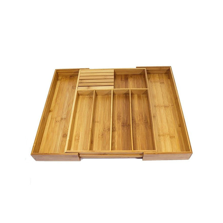 Bamboo Rétractable Rétractable Conteneur Ustensiles de table Pumping Lager avec couteau à pince