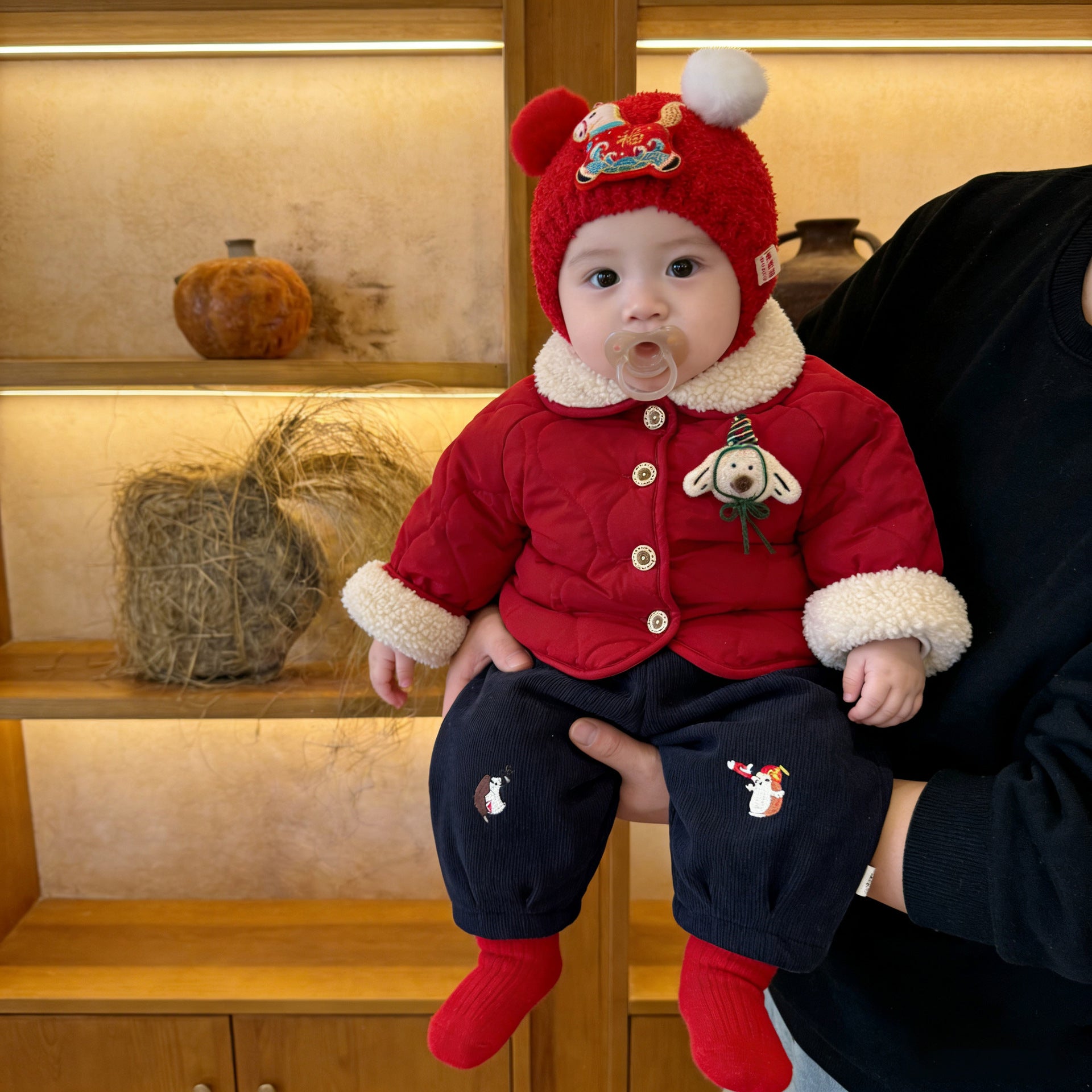 Garçons Red Year Outfit Set Hiver Super mignon rembourré