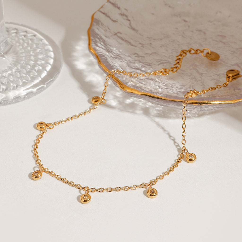 Anklet Zircon tout en acier inoxydable
