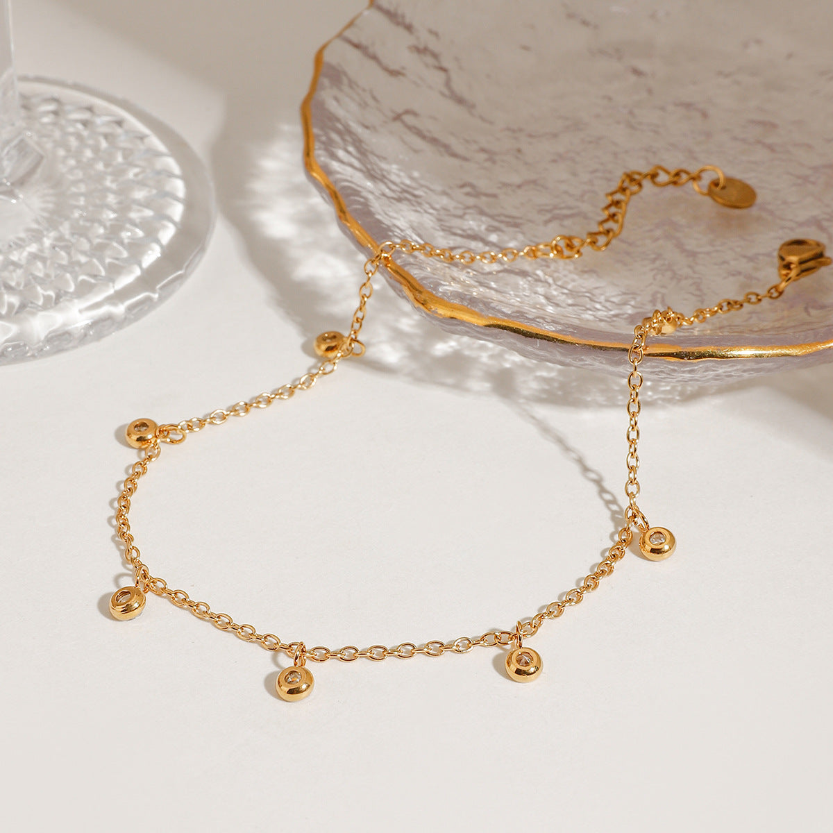 Anklet Zircon tout en acier inoxydable