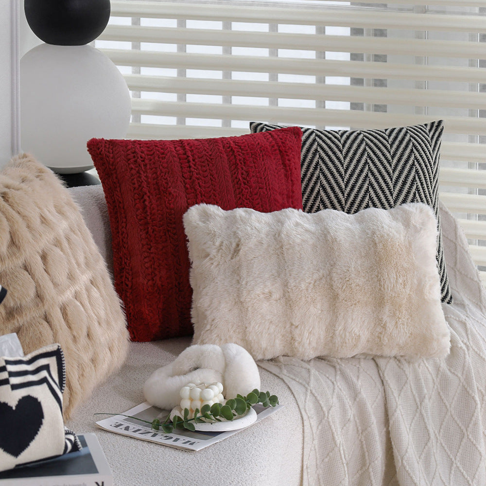 Moderne Minimalist mi-century rouge Coussin polaire en tricot Canapé Oreiller
