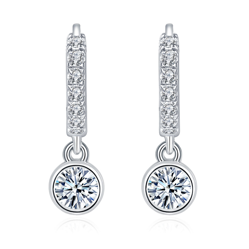 S925 Sterling Silver Moissanite Hoop Earrings with GRA Certificate
