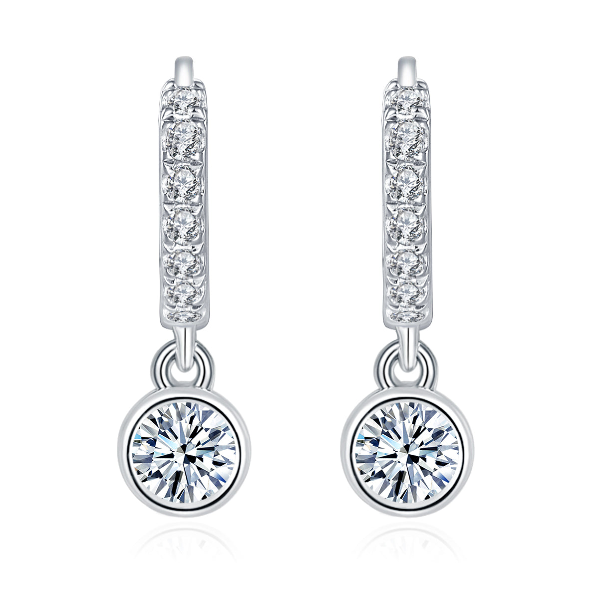 S925 Sterling Silver Moissanite Hoop Earrings with GRA Certificate