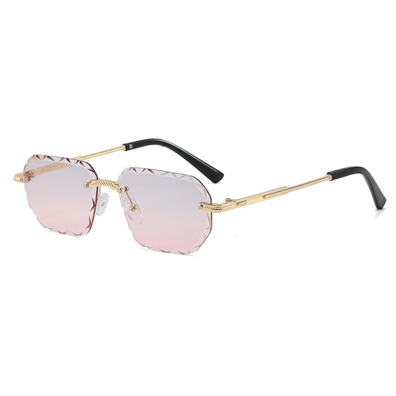 Lunettes de soleil sans cadre polygonale tendance pour femmes