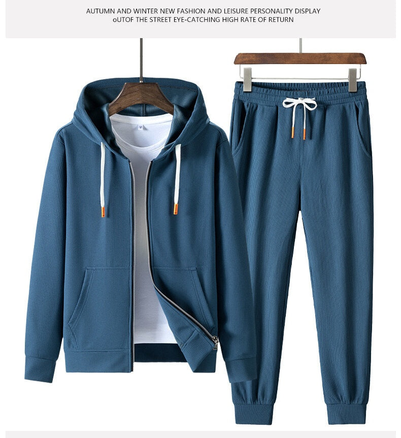 Tendance de mode homme Waffle à capuche Casual Sports Suit