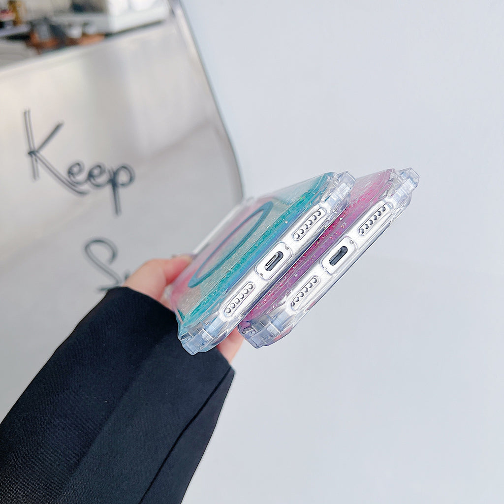Applicable à IPhone16pro Glitter Magnetic Drop-resistant Phone Case