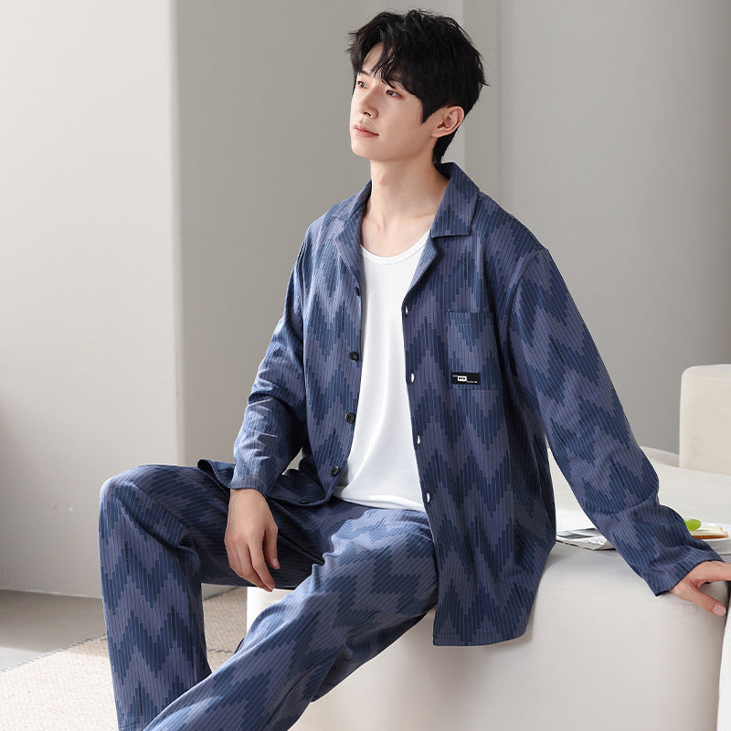 Ensemble de costumes à manches longues en coton pur minimaliste pour hommes