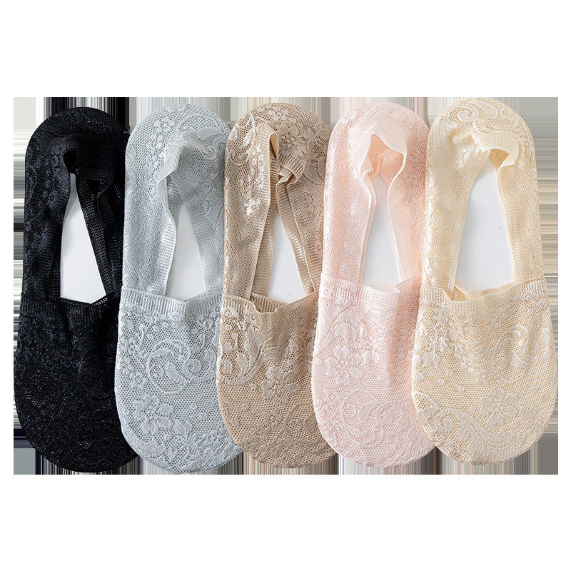 Femmes Été Chaussettes antidérapantes en silicone absorbant la sueur invisible
