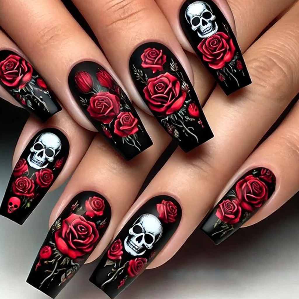 Detachable Rose and Skull Nail Stickers