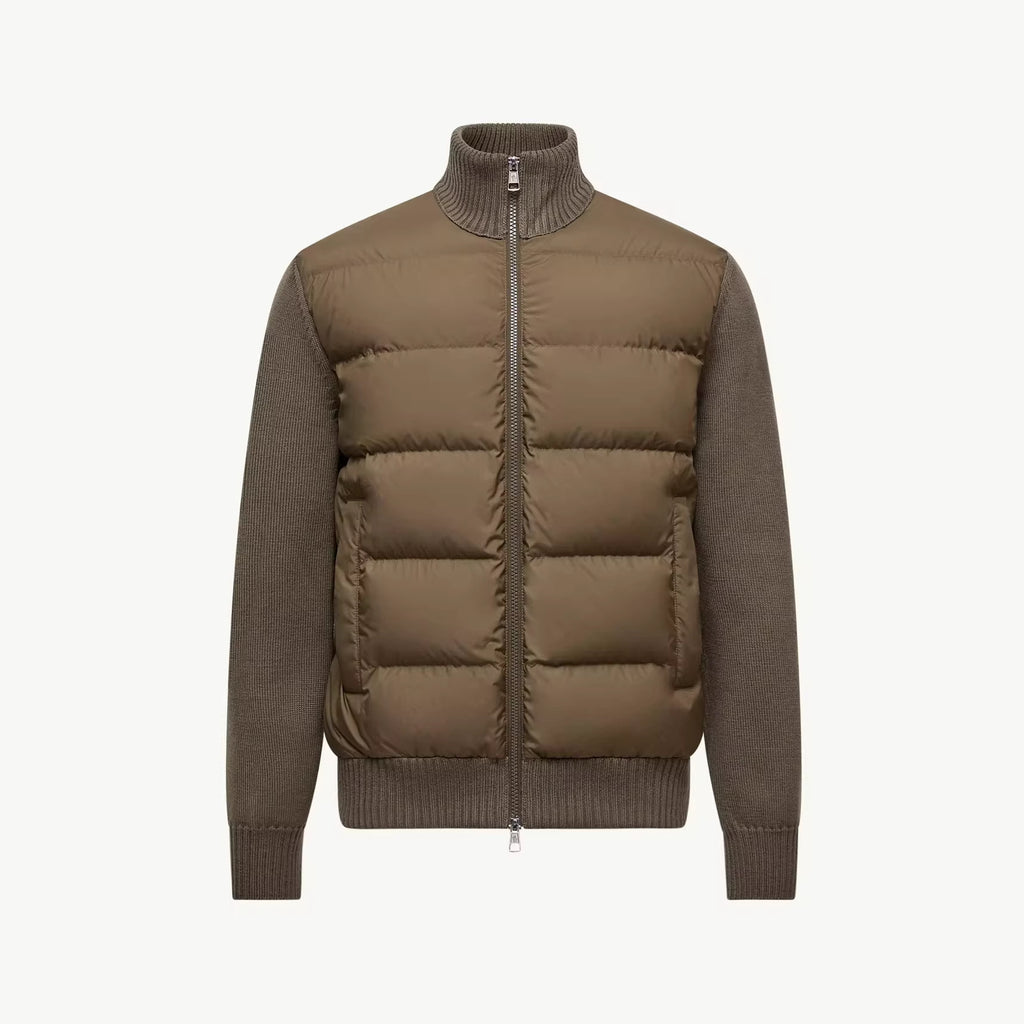 Hommes Patchwork d'hiver Manches longues Stand-Neck Sweater Coat
