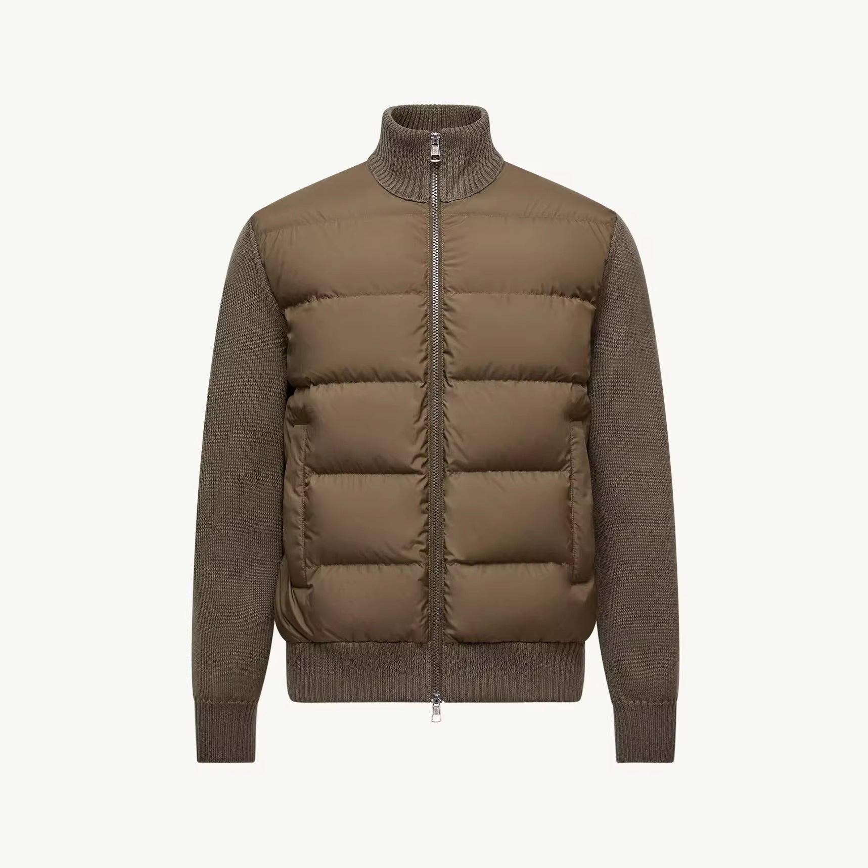 Hommes Patchwork d'hiver Manches longues Stand-Neck Sweater Coat
