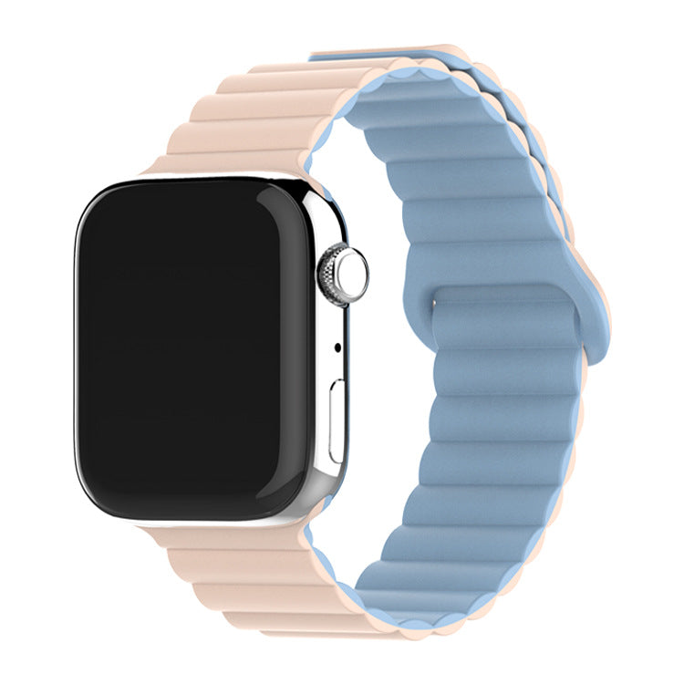 Bracelet de montre à boucle magnétique en silicone bicolore