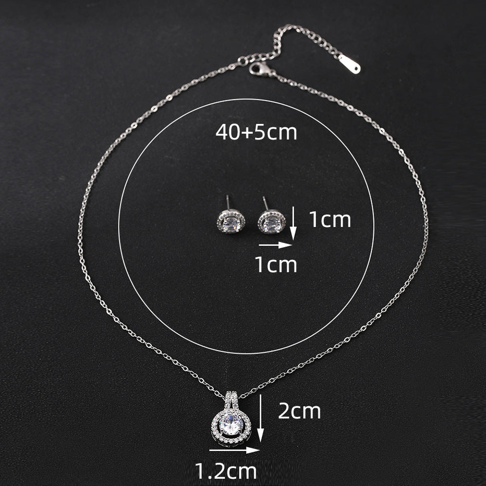Ensemble de collier de disque Zircon deux pièces