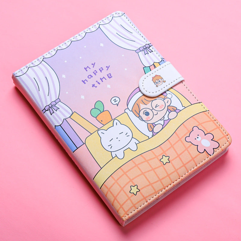 Kaba Ours Hippo petit blanc magnétique boucle carnet portable carnet fille coeur créatif