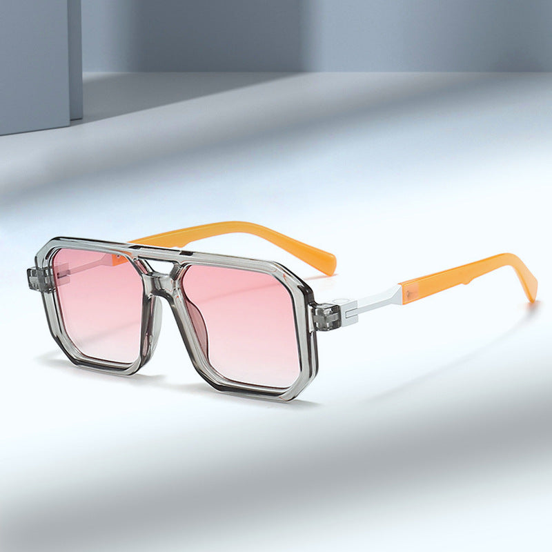 Retro Double Beam Pilot Catwalk Légères Lunettes de soleil de luxe Ins