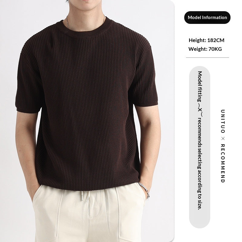 Vêtements tendance masculins occasionnels et détendues à col rond pour hommes