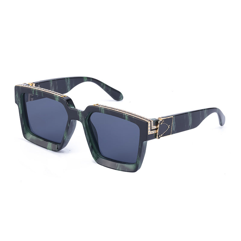 Lunettes de soleil en grand carré incrustées de diamants pour femmes