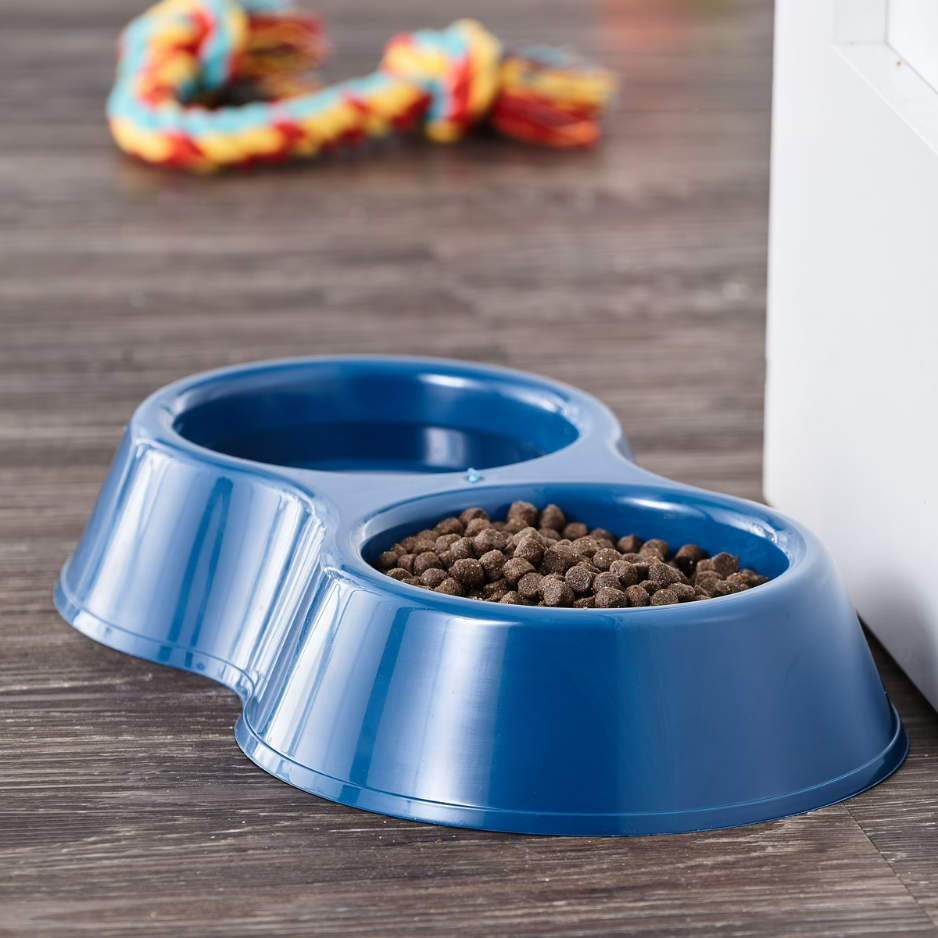 Gamelle double sur support, eau et croquettes, taille moyenne