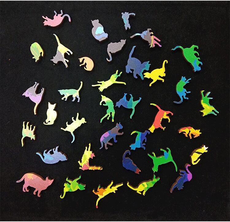 Irrégulier Chat arc-en-ciel Inconfortable Chat bois Puzzle Conseil Jouet de développement de l'intelligence