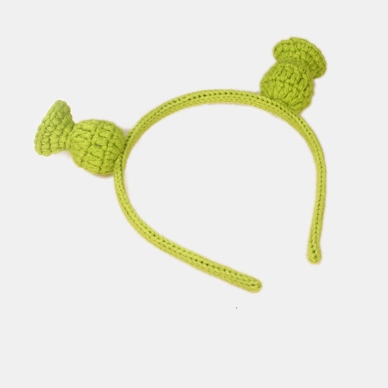 Tête crochetée en laine faite à la main vert shrek