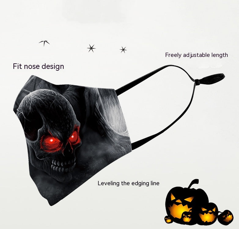 Masque d'impression numérique Halloween double couche en soie de lait