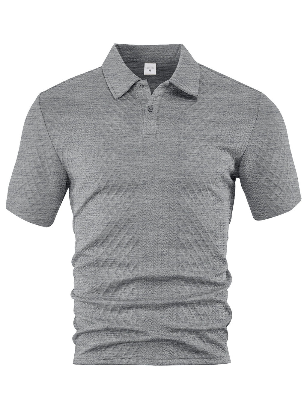 Men's Summer Thin Loose Respirant Solid Color Jacquard Tissu Lapel Short Sleeve Polo Shi