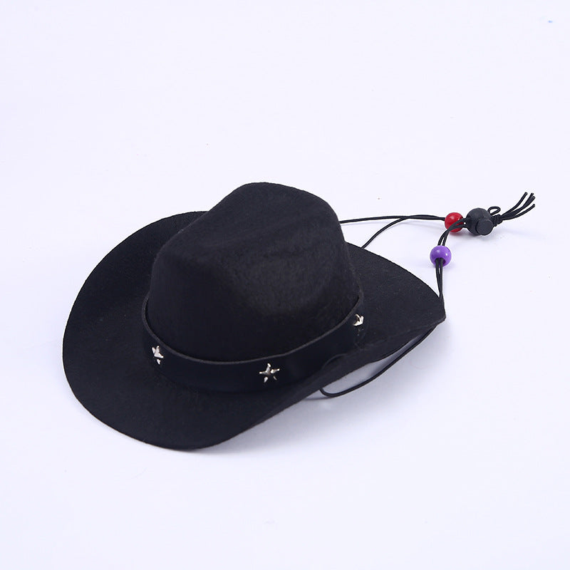 Polyester Woven Mini Hat Décoration pour animaux de compagnie Western Cowboy Hat