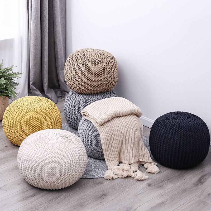 Couvercle de coussin de boule de décoration ottomane simple rond tissé à la main